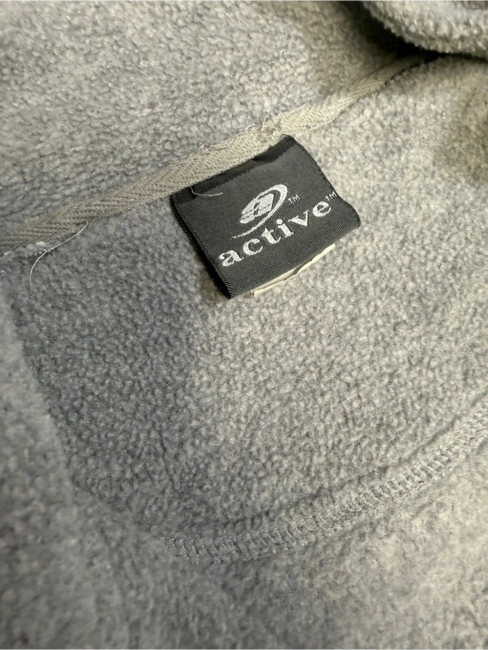 Active Basic Gray Quarter-Zip Fleece Pullover with White Stripes - Picture 3 of 8